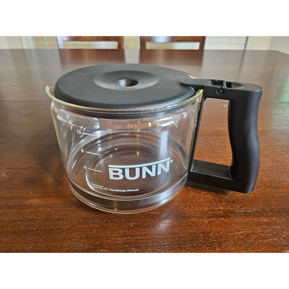 Bunn Coffee Carafe Replacement 10 Cup Clear Glass Black Handle Lid